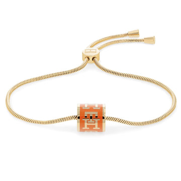 Βραχιόλι Tommy Hilfiger 2780889 από επιχρυσωμένο ατσάλι σε χρυσό χρώμα με μοτιφ από πορτοκαλί σμάλτο